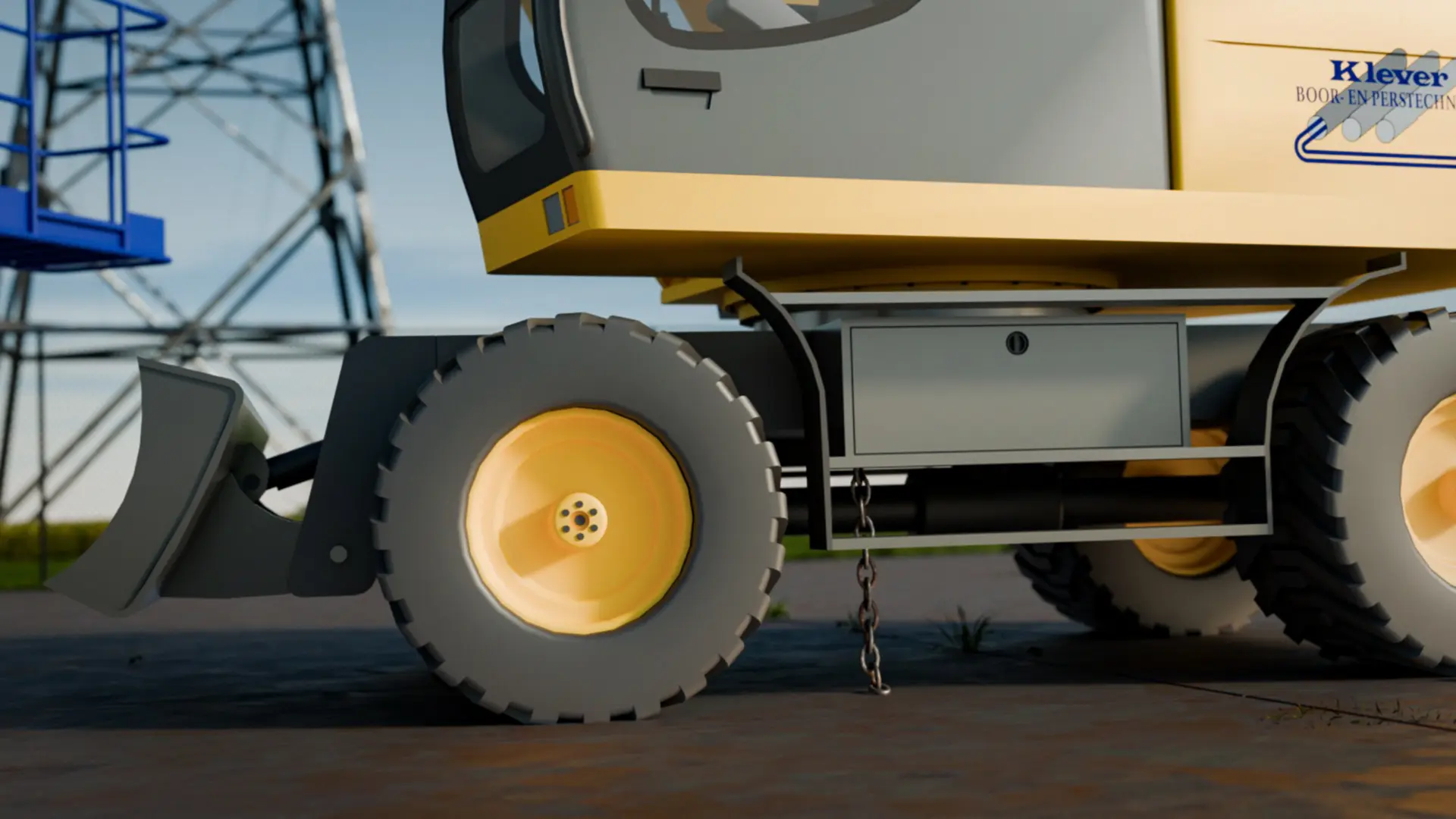 Aarden nabij hoogspanningsmasten zijkant