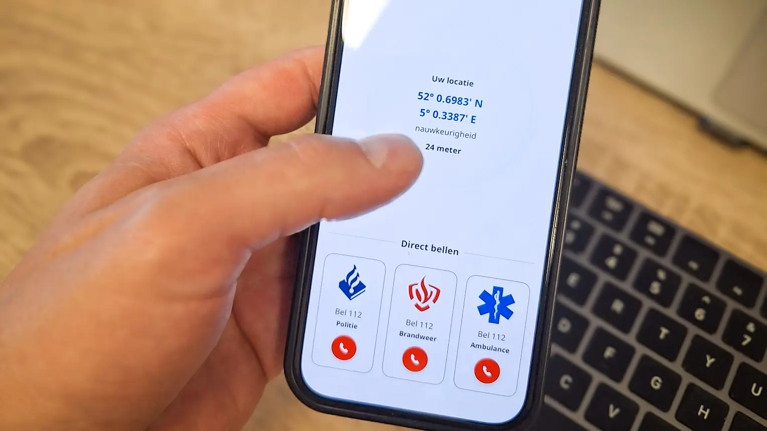 Het gebruik van de 112 app